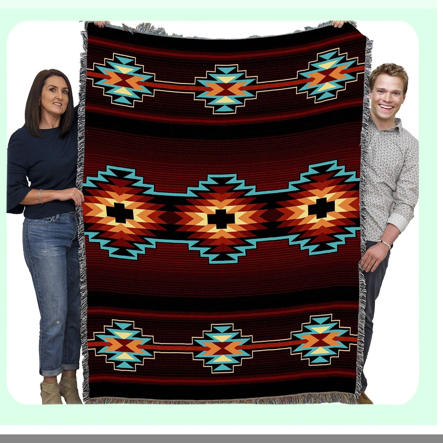 Southwest Serenity Cotton Tapestry Throw - USA Made, 72x54