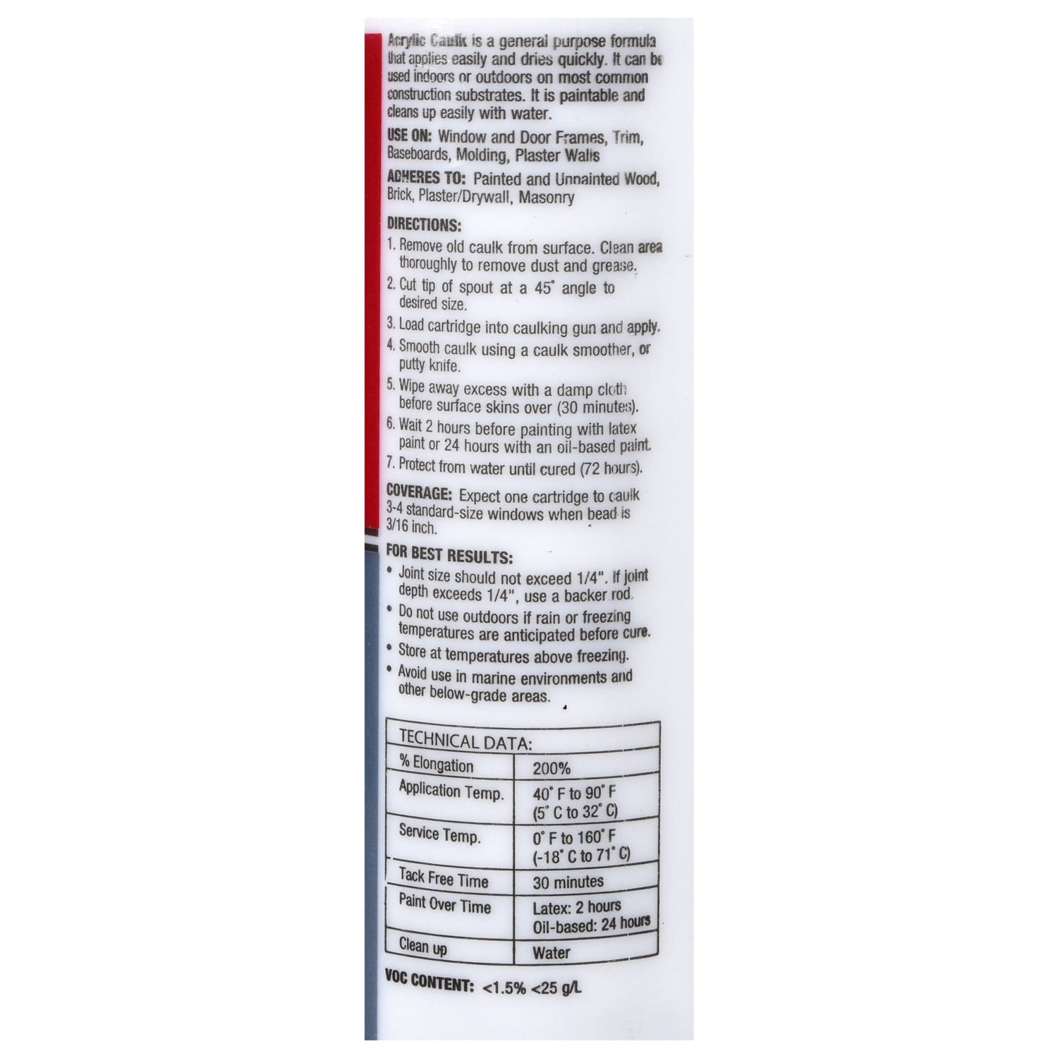 Tool Bench Hardware All Purpose White Latex Caulk, 8 oz. Tubes (Pack of 24)