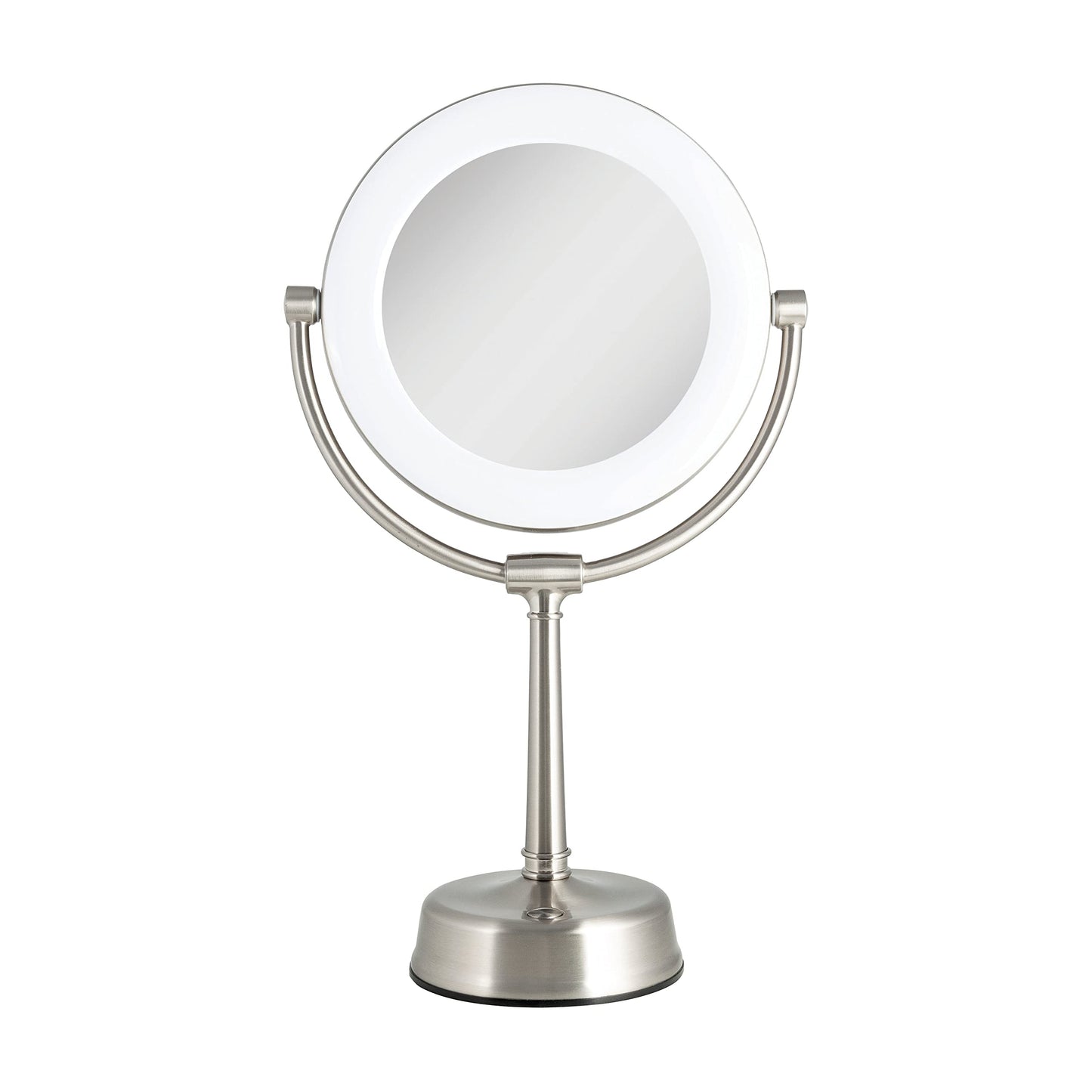 12" Round Dimmable LED Makeup Mirror with Lights and Magnification 10X/1X Countertop Makeup Mirror