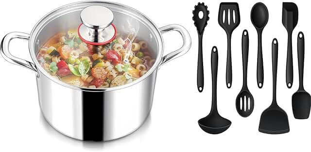8-Piece Silicone Cooking Utensil Set with Stockpot