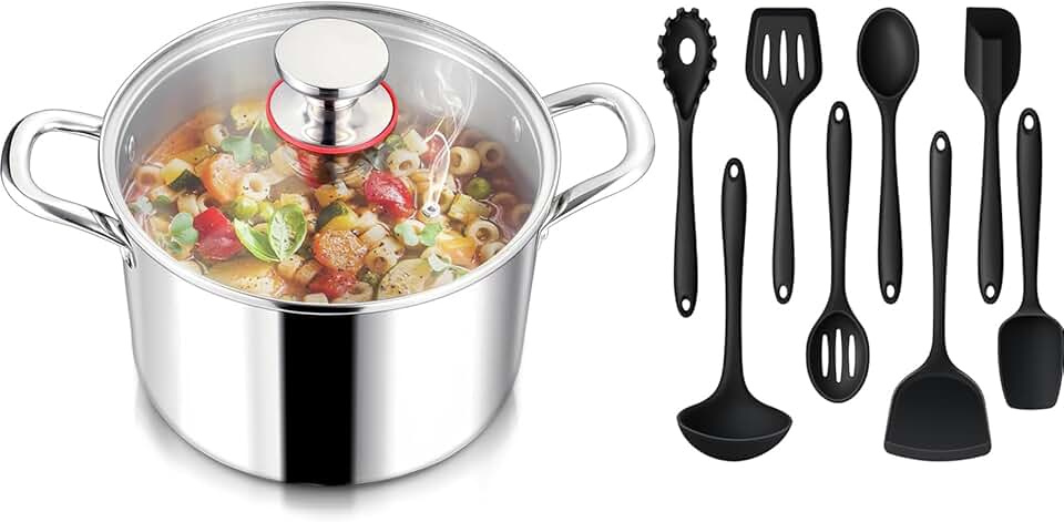 8-Piece Silicone Cooking Utensil Set with Stockpot