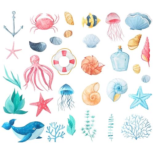 Watercolor Sea Shell Stickers for Journals and Crafts