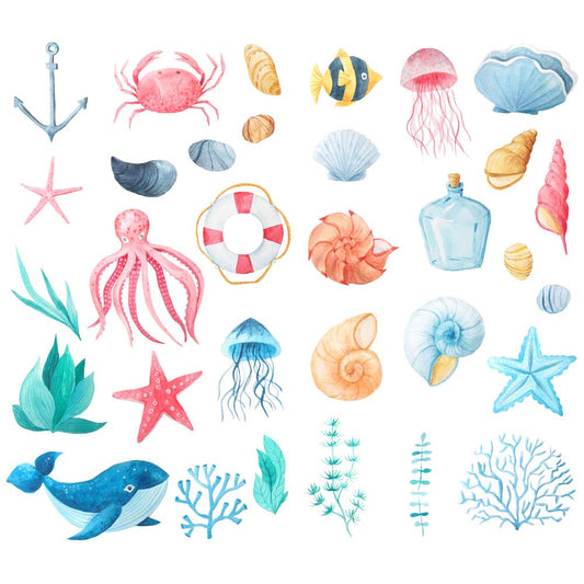 Watercolor Sea Shell Stickers for Journals and Crafts