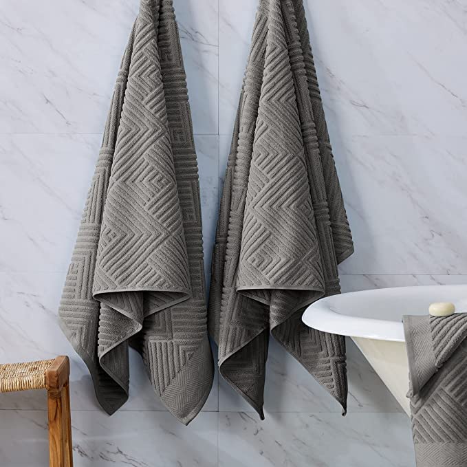 100% Cotton Soft Bath Towels Set  Quick Dry and Highly Absorbent, Textured Bath Towels 27" x 54" 4 Pack)