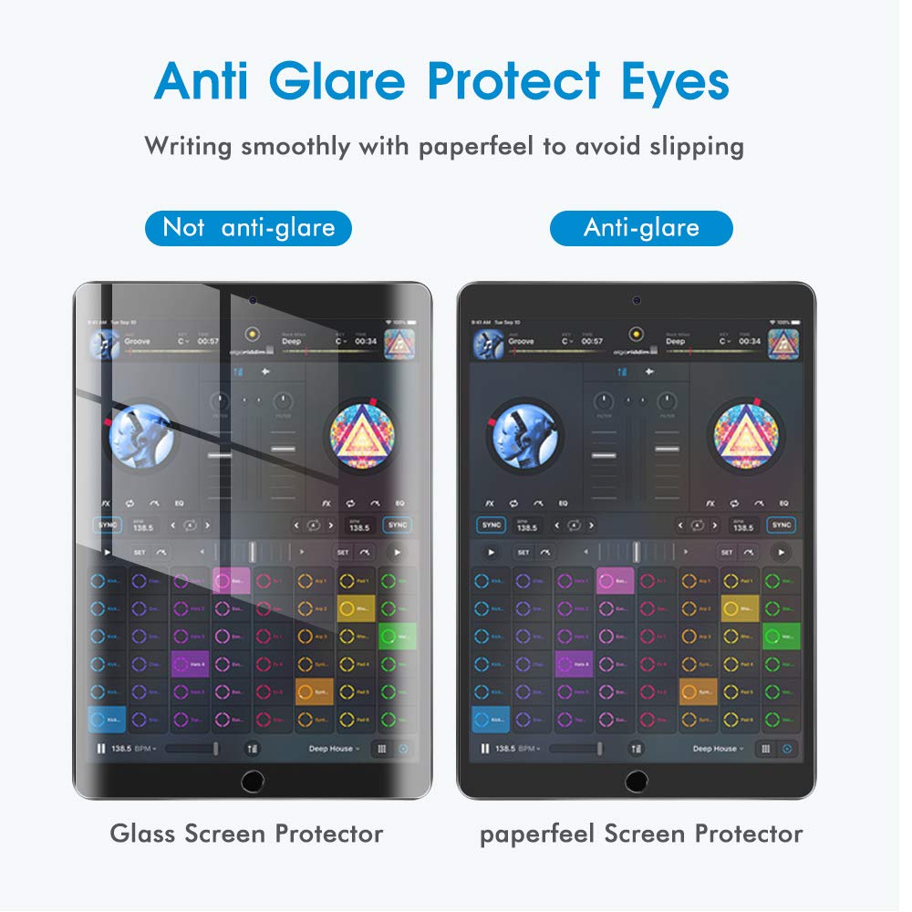 [2 PACK] Paperfeel Screen Protector Compatible with iPad Air 3 2019 / iPad Pro 10.5 2017, Matte Film Anti Glare Less Fingerprint with Easy Installation
