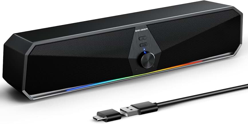 Bluetooth computer speakers with LED light and stereo sound