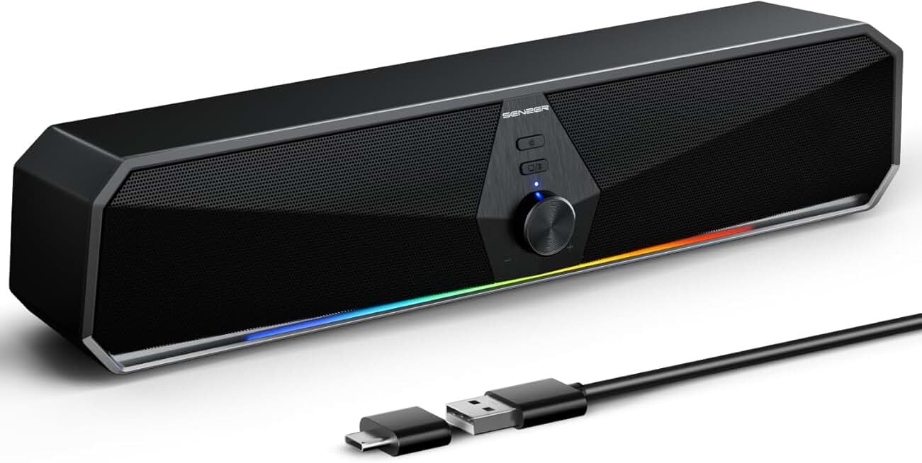 Bluetooth computer speakers with LED light and stereo sound