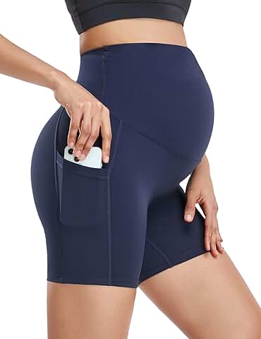 Maternity Biker Shorts for Women with Pockets