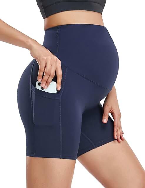 Maternity Biker Shorts for Women with Pockets