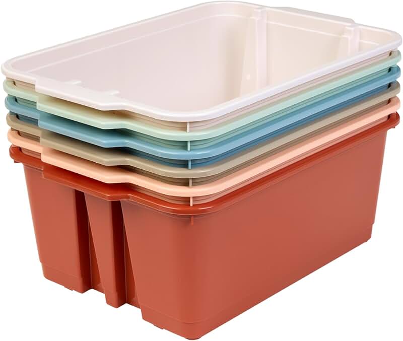 Set of 6 Boho Stacking Bins