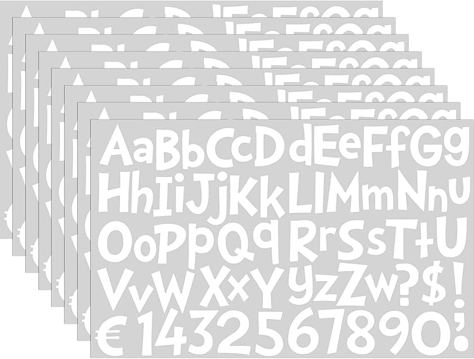 Large White Letter Stickers, 544 Pieces