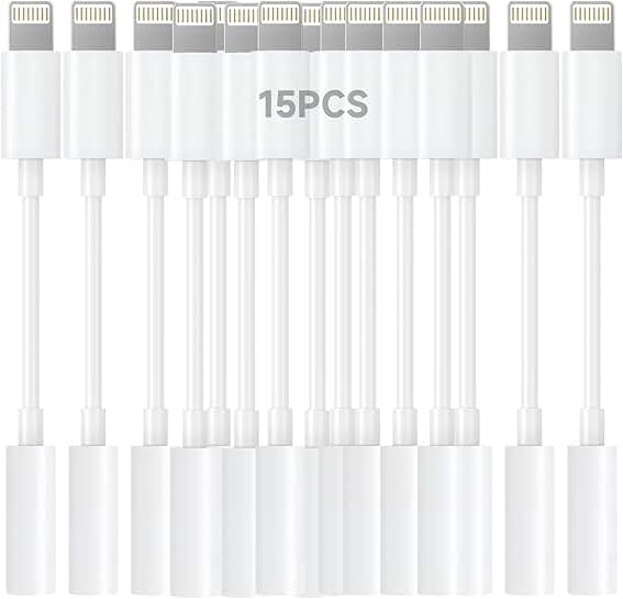 Lightning to 3.5mm headphone adapter, premium audio, 15-pack