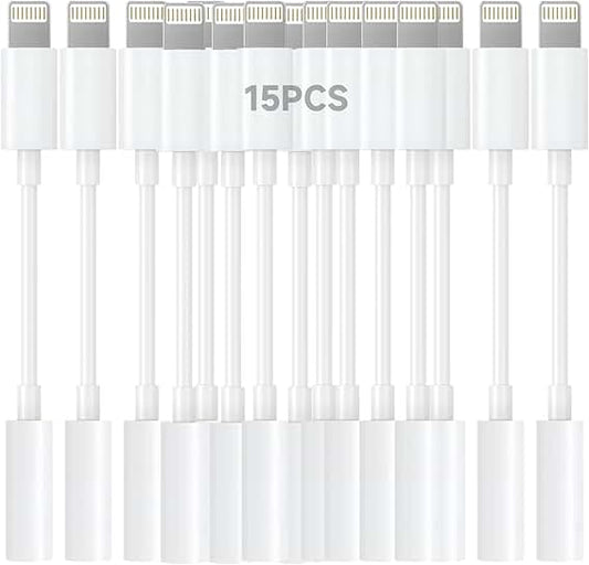 Lightning to 3.5mm headphone adapter, premium audio, 15-pack