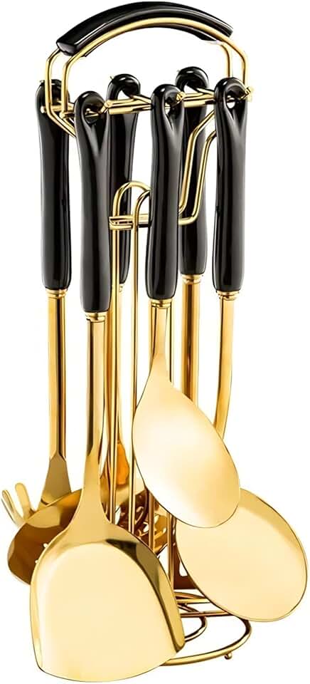 7-Piece Stainless Steel Gold Kitchen Utensil Set