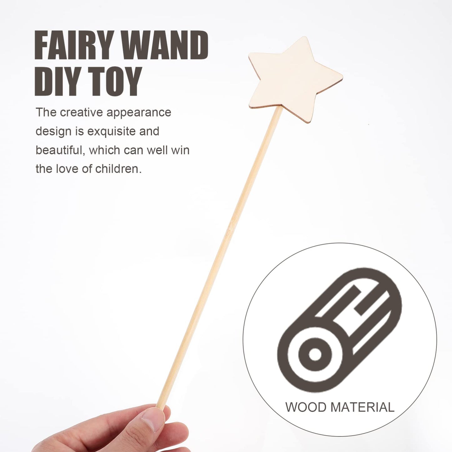 Unfinished Wooden Star Fairy Wand Set - 8 Pieces