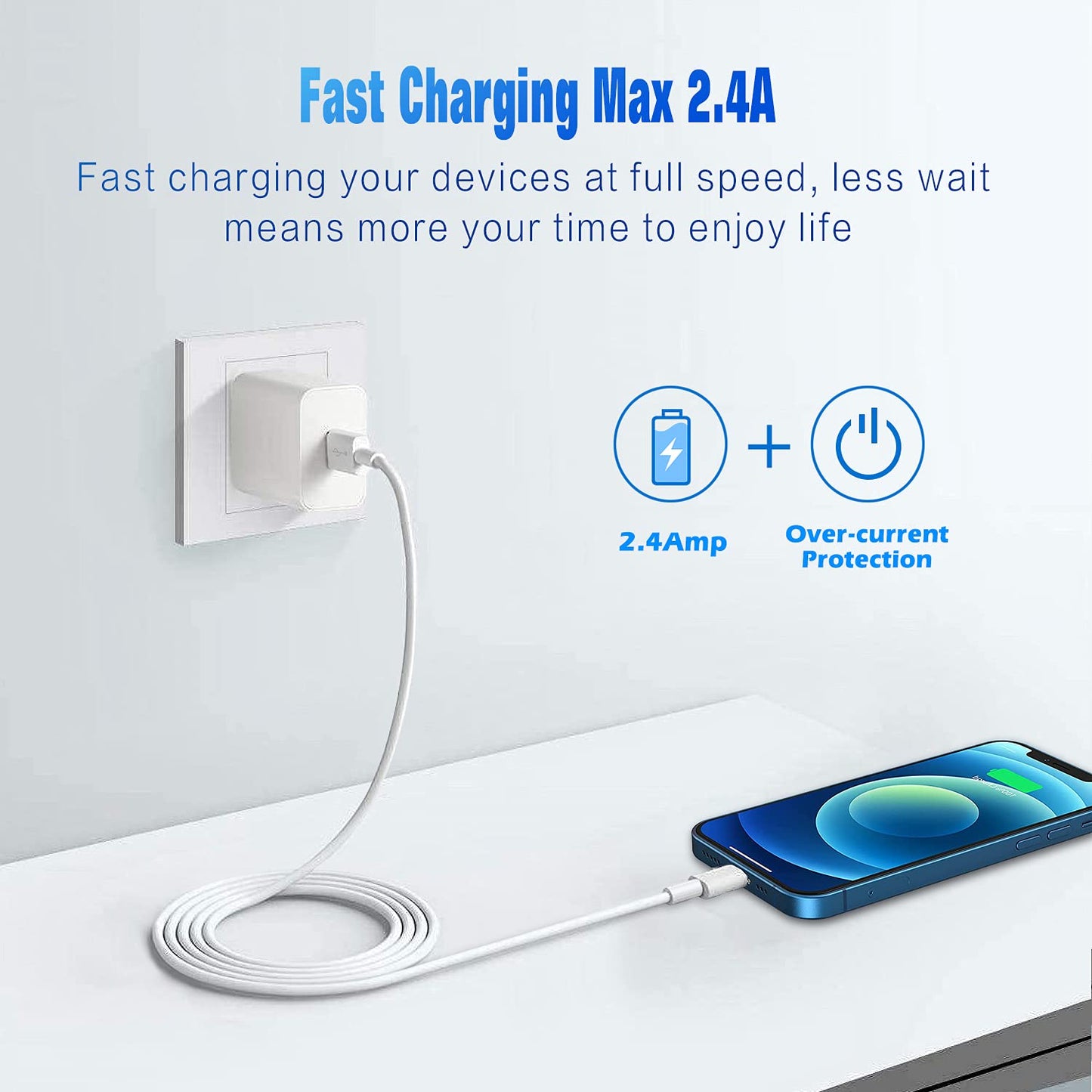 iPhone Charger Lightning Cable,2 Pack Apple MFi USB iPhone Fast Chargering Cord,Data Sync Transfer for 13/12/11 Pro Max Xs X XR 8 7 6 5 5s iPad iPod More Model Cell Phone Cables
