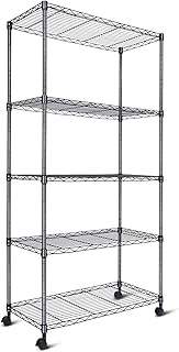 Adjustable 5-Tier Storage Shelving Unit with Wheels