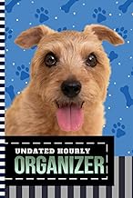 Hourly planner with dog art cover, one year, daily schedule