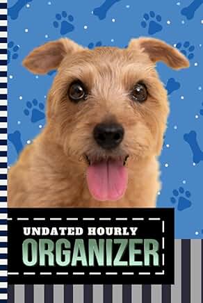 Hourly planner with dog art cover, one year, daily schedule