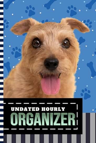 Hourly planner with dog art cover, one year, daily schedule