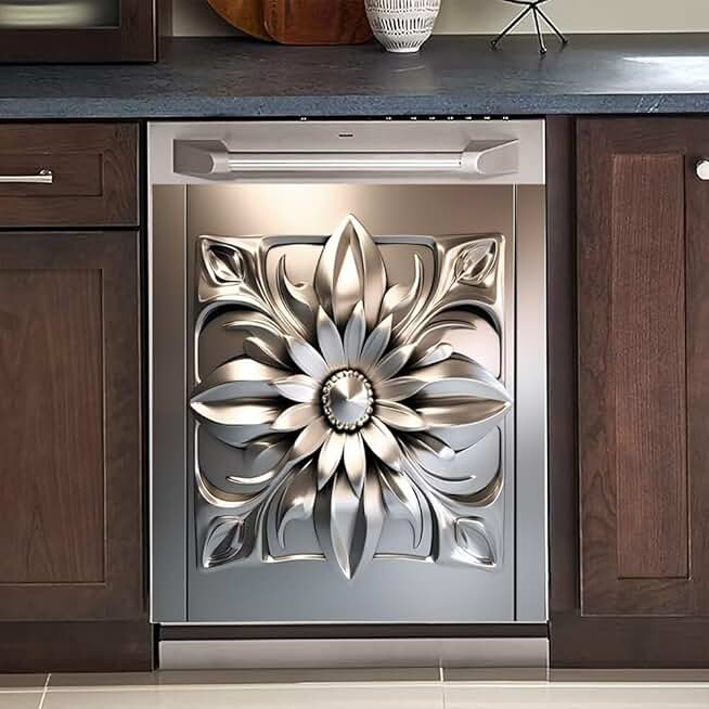 Laser-cut floral magnet cover for appliances