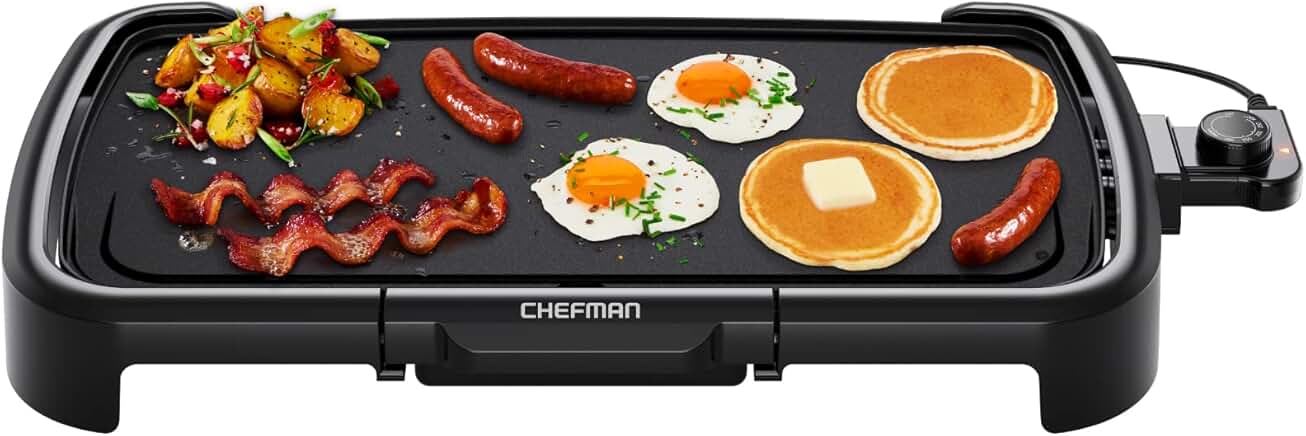 Large Electric Griddle with Removable Temperature Control