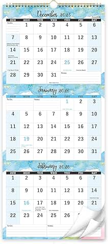 2026 Wall Calendar with Three-Month View