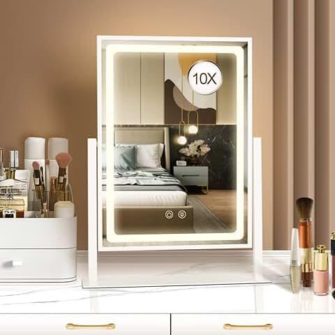 Lighted Vanity Mirror with Detachable Magnification