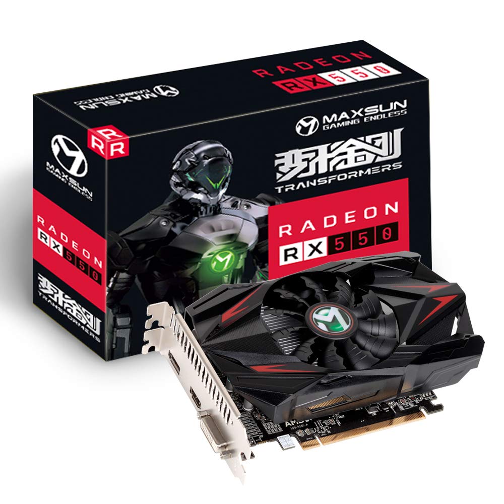 AMD Radeon RX 550 4GB GDDR5 ITX Computer PC Gaming Video Graphics Card GPU 128-Bit DirectX 12 PCI Express X16 3.0 DVI-D Dual Link, HDMI, DisplayPort