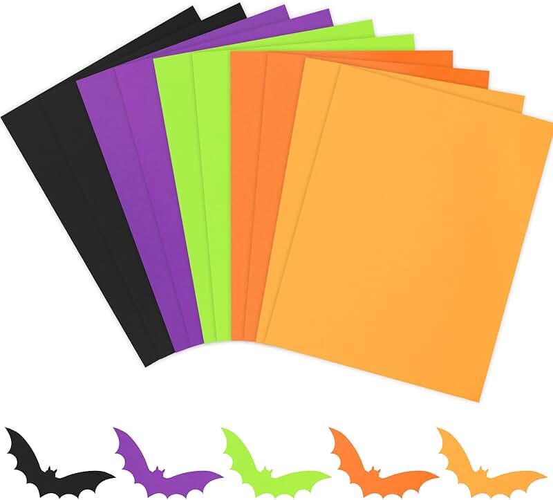 150 Assorted Halloween Colored Card Stock Sheets, 8.5 x 11 inches