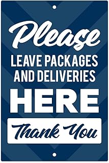 Blue Leave Packages Here Sign, 8x12 Inches