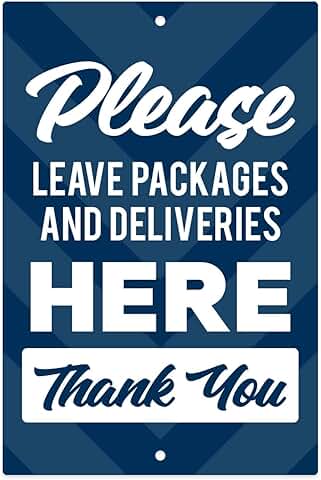 Blue Leave Packages Here Sign, 8x12 Inches