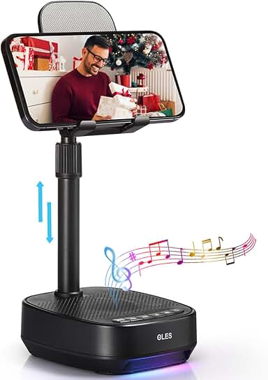 Adjustable Phone Stand with Bluetooth Speaker and LED Light
