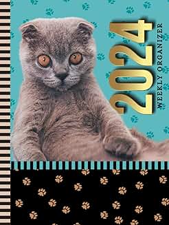 2024 Weekly Organizer with Cat Art Cover