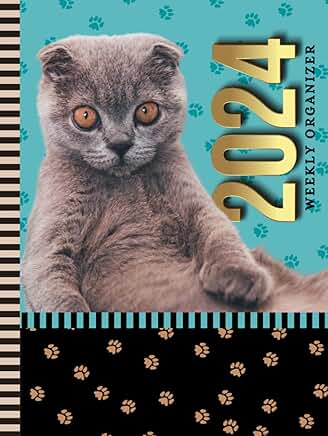 2024 Weekly Organizer with Cat Art Cover