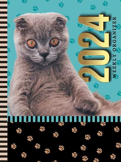2024 Weekly Organizer with Cat Art Cover
