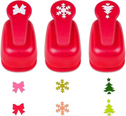 Christmas Snowflake and Bow Paper Punch Set, 3 Pieces