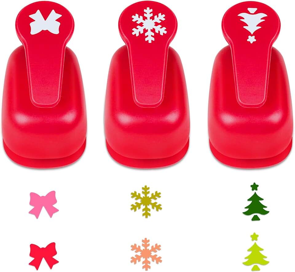 Christmas Snowflake and Bow Paper Punch Set, 3 Pieces