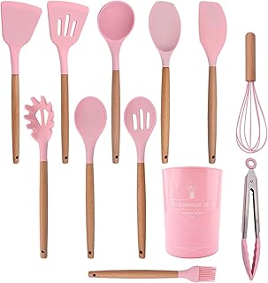 12-Piece Pink Silicone Cooking Utensil Set