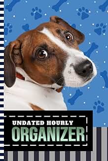Hourly planner with dog art cover