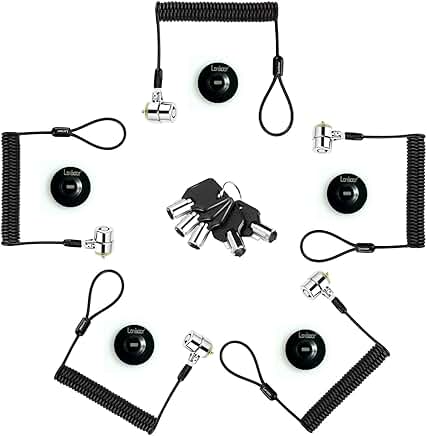 8Ft Portable Keyed Cable Lock with 5 Keys