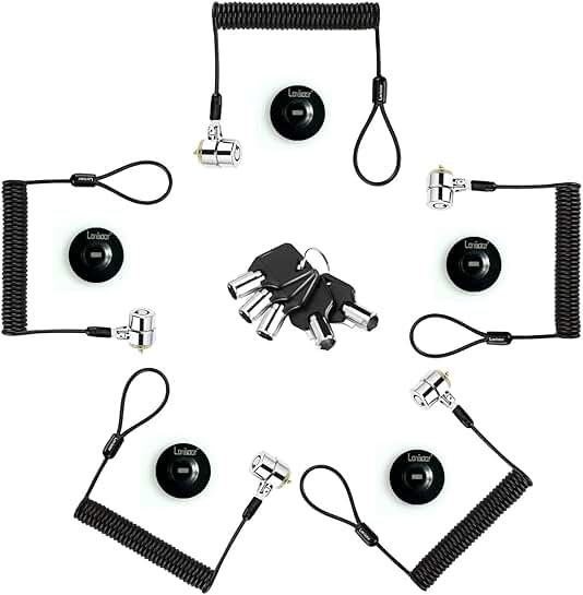 8Ft Portable Keyed Cable Lock with 5 Keys