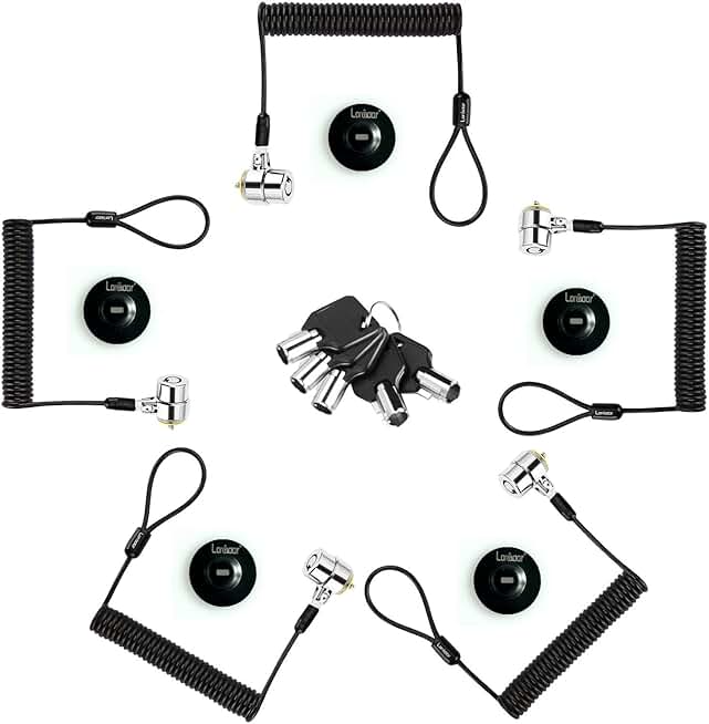 8Ft Portable Keyed Cable Lock with 5 Keys