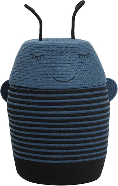 Handcrafted Cotton Animal Basket with Lid, 12"x18"