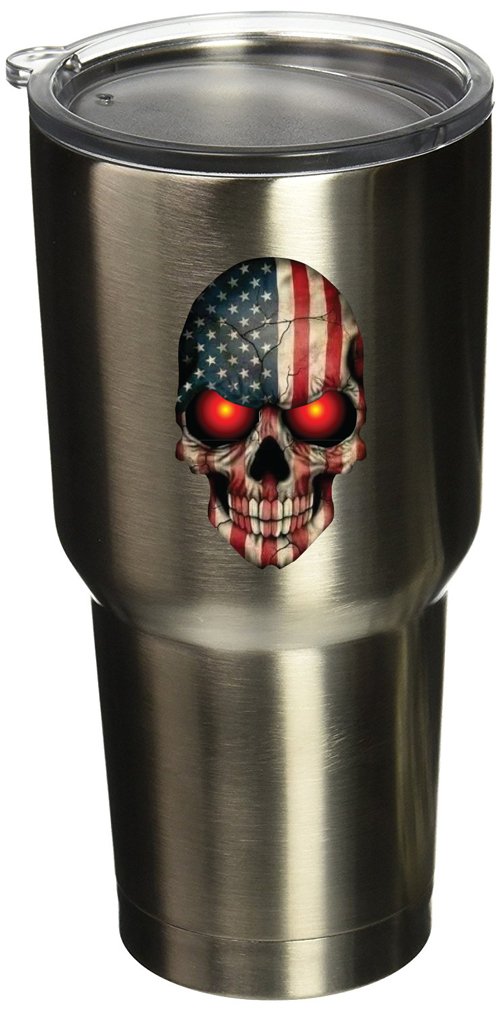 Silver American Flag Skull Vinyl Sticker Pack