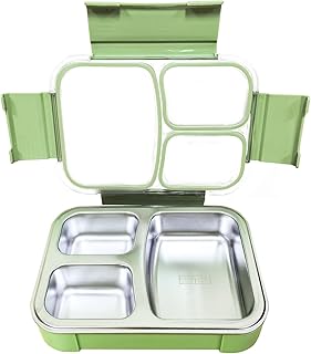3-Compartment Stainless Steel Lunch Box with Leak Proof Seal
