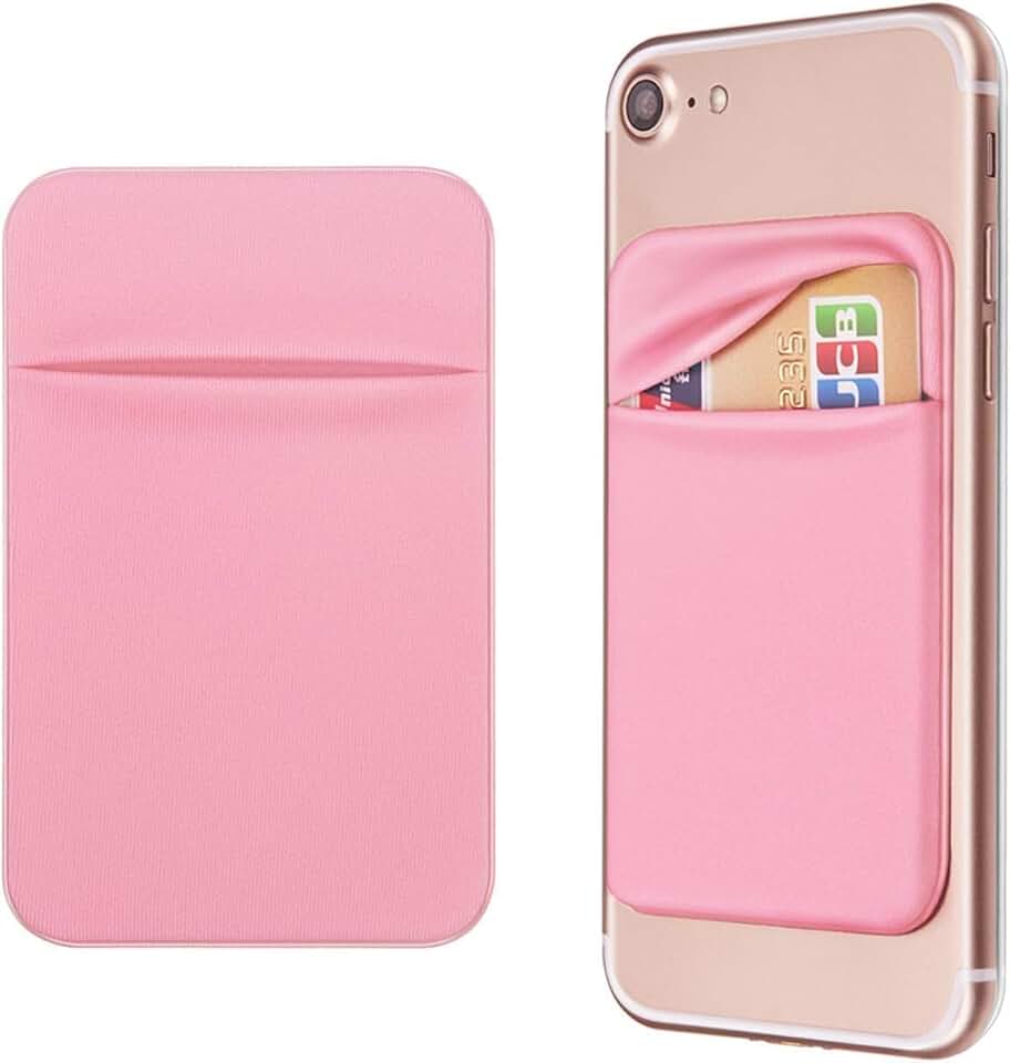 Pink Self-Adhesive Card Holder for Phone
