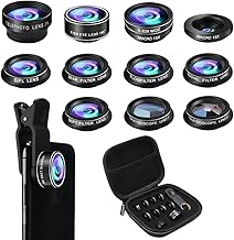 11-in-1 Phone Camera Lens Kit with Wide, Macro, Fisheye, Telephoto, and Filters