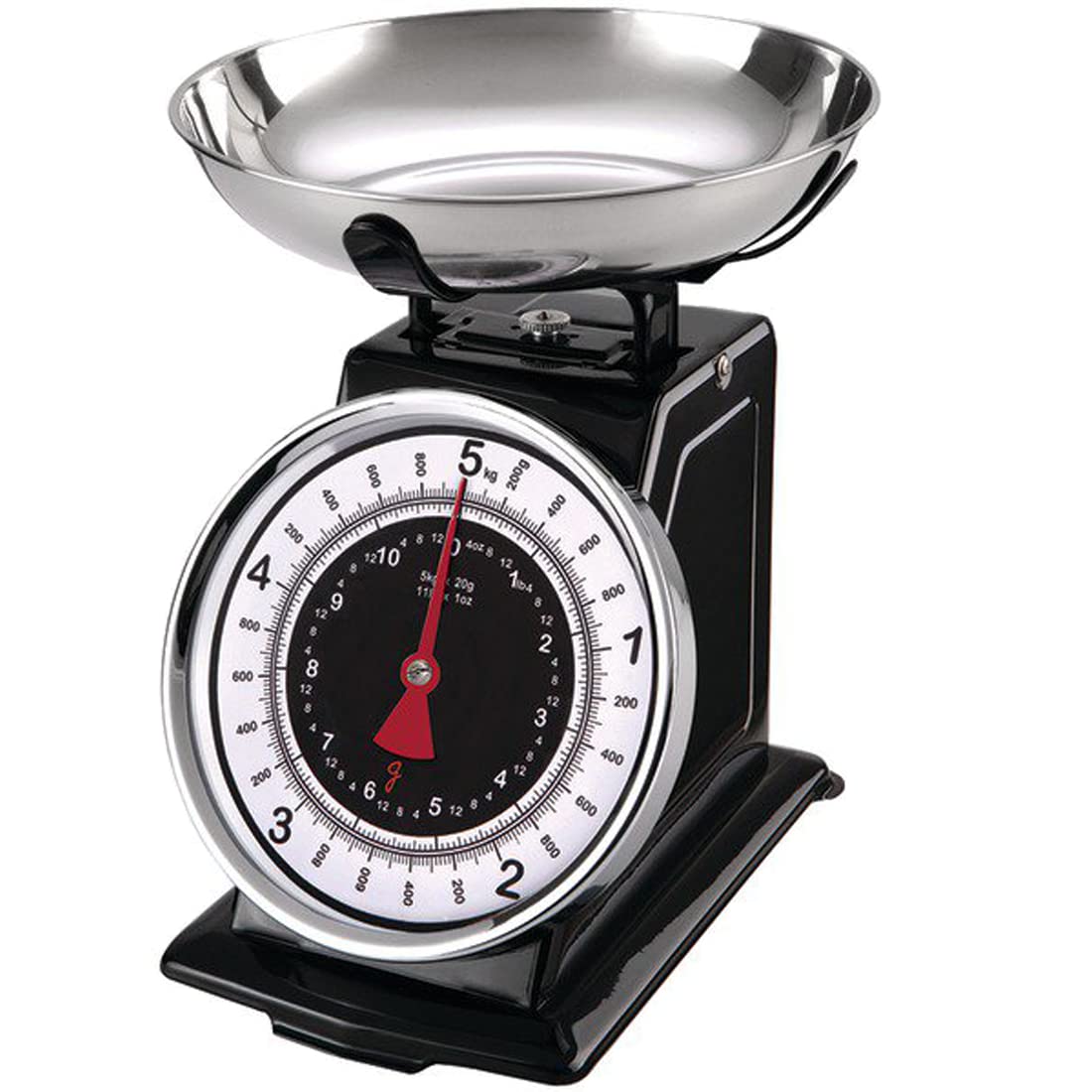 080211-003-0000 Retro Mechanical Kitchen Scale, Silver/Black
