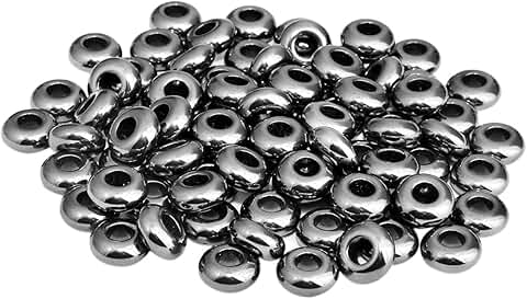 Large Hole Hematite Rondelle Beads, Pack of 20